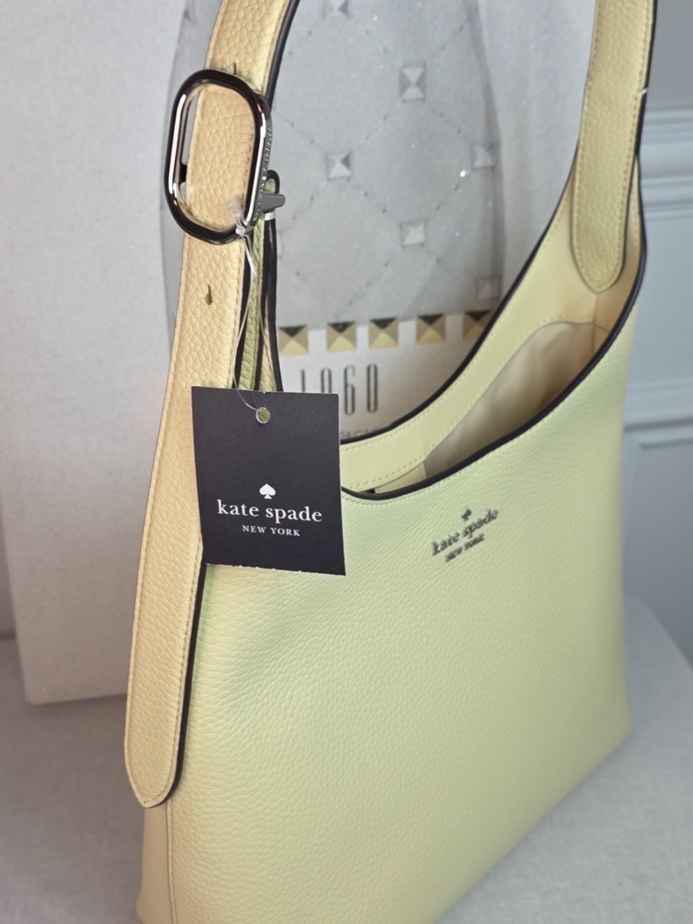 NWT Kate Spade 454 Pebbled Leather Shoulder Bag Lemon Fondant - Picture 2 of 8